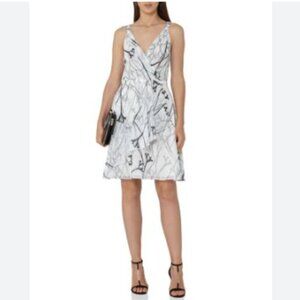 Reiss Elsie Fit and Flare Dress Silk Brushstroke